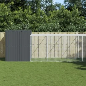 Caseta perros con corral acero galvanizado gris 214x1069x181 cm by , Dog kennels - Ref: Foro24-3189135, Price: 961,35 €, Disc...