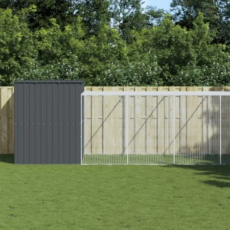 Caseta perros con corral acero galvanizado gris 214x1069x181 cm von , Hundehütten - Ref: Foro24-3189135, Preis: 961,35 €, Rab...
