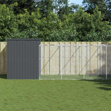 Caseta perros con corral acero galvanizado gris 214x661x181 cm von , Hundehütten - Ref: Foro24-3189121, Preis: 639,73 €, Raba...