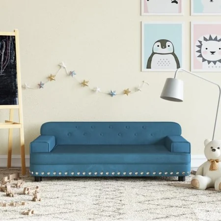 Sofá para niños de terciopelo azul 90x53x30 cm by , Baby and Toddler Furniture - Ref: Foro24-3196279, Price: 93,58 €, Discoun...