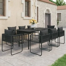 Set de comedor de jardín de 9 piezas PVC ratán negro by , Garden sets - Ref: Foro24-3060099, Price: 791,98 €, Discount: %