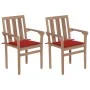 Sillas de jardín 2 unidades con cojines rojo madera de teca von , Gartenstühle - Ref: Foro24-3062214, Preis: 257,61 €, Rabatt: %