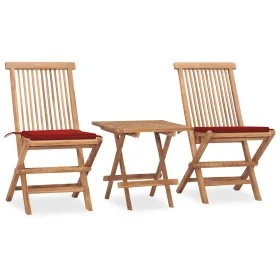Set comedor de jardín plegable 3 piezas madera de teca cojines by , Garden sets - Ref: Foro24-3063204, Price: 166,52 €, Disco...