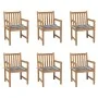 Sillas de jardín 6 uds madera maciza teca cojines cuadros gris von , Gartenstühle - Ref: Foro24-3073045, Preis: 869,68 €, Rab...
