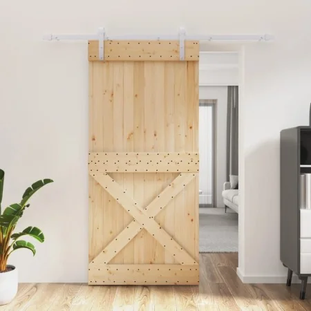 Puerta corredera con herrajes madera maciza de pino 95x210 cm de , Puertas - Ref: Foro24-3203042, Precio: 225,39 €, Descuento: %
