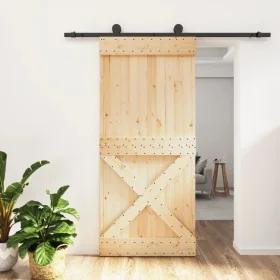 Puerta corredera con herrajes madera maciza de pino 95x210 cm by , Doors - Ref: Foro24-3203080, Price: 229,37 €, Discount: %