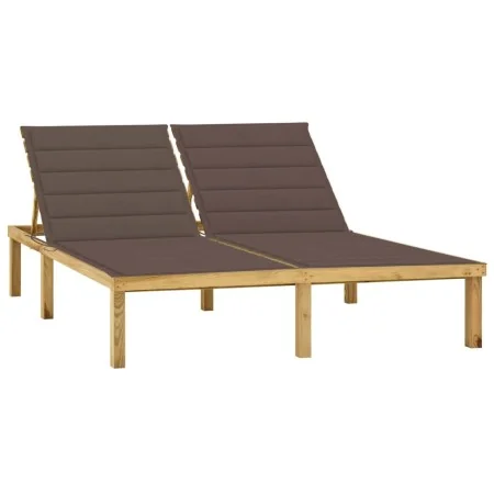 Tumbona doble y cojines gris taupé madera pino impregnada de , Tumbonas - Ref: Foro24-3065887, Precio: 211,02 €, Descuento: %