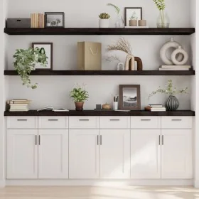 Estante pared madera roble tratada marrón oscuro 200x30x(2-6)cm by , Shelves and shelves - Ref: Foro24-363845, Price: 62,88 €...