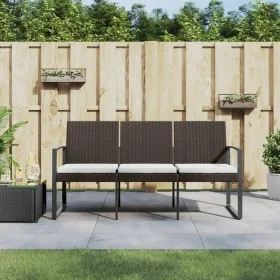 Banco de jardín 3 plazas con cojines PP aspecto de ratán marrón von , Gartenbänke - Ref: Foro24-360213, Preis: 148,33 €, Raba...