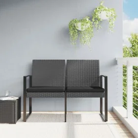 Banco jardín 2 plazas cojines PP aspecto de ratán gris oscuro by , garden benches - Ref: Foro24-360211, Price: 111,34 €, Disc...