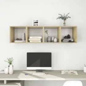 Armario pared 4 ud madera contrachapada blanco roble 37x37x37cm by , Shelves and shelves - Ref: Foro24-805461, Price: 94,49 €...