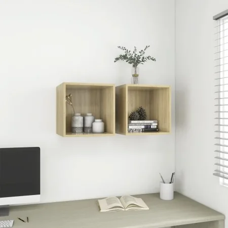 Armario de pared 2 uds madera contrachapada roble 37x37x37 cm by , Shelves and shelves - Ref: Foro24-805454, Price: 60,44 €, ...