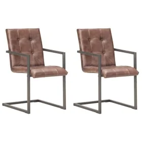 Sillas de comedor voladizad 2 uds cuero real marrón desgastado von , Essstühle - Ref: Foro24-321849, Preis: 315,14 €, Rabatt: %
