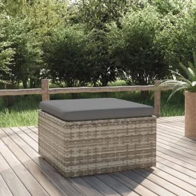 Reposapiés de jardín con cojín ratán sintético gris 55x55x30 cm by , Outdoor sofas - Ref: Foro24-318668, Price: 89,31 €, Disc...