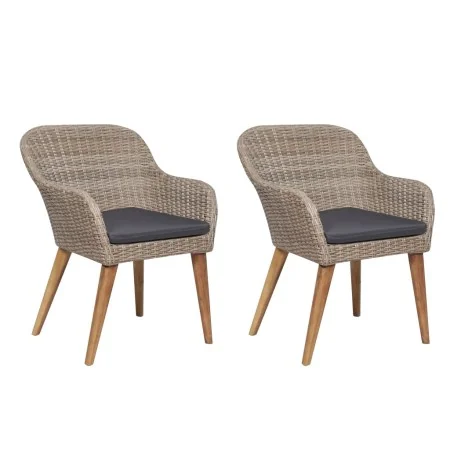 Sillas de jardín con cojines 2 unidades ratán sintético marrón by , Garden chairs - Ref: Foro24-44156, Price: 216,67 €, Disco...
