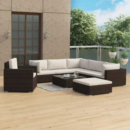 Set muebles de jardín 8 piezas y cojines ratán sintético marrón by , Garden sets - Ref: Foro24-46765, Price: 855,01 €, Discou...