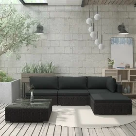 Set muebles de jardín 5 piezas y cojines ratán sintético negro by , Garden sets - Ref: Foro24-46784, Price: 604,73 €, Discoun...