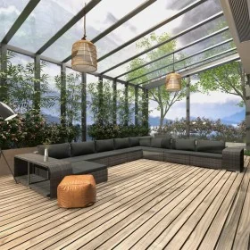 Set de muebles de jardín 11 pzas y cojines ratán sintético gris by , Garden sets - Ref: Foro24-46828, Price: 1,00 €, Discount: %