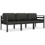 Set muebles de jardín 3 pzas y cojines aluminio gris antracita de , Conjuntos de jardín - Ref: Foro24-49237, Precio: 428,45 €...