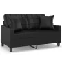 Sofá de 2 plazas con cojines cuero sintético negro 120 cm de , Sofás - Ref: Foro24-3200798, Precio: 214,67 €, Descuento: %