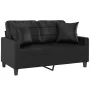 Sofá de 2 plazas con cojines cuero sintético negro 120 cm de , Sofás - Ref: Foro24-3200798, Precio: 214,67 €, Descuento: %