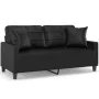 Sofá de 2 plazas con cojines cuero sintético negro 140 cm de , Sofás - Ref: Foro24-3200803, Precio: 243,62 €, Descuento: %