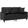 Sofá de 2 plazas con cojines cuero sintético negro 140 cm de , Sofás - Ref: Foro24-3200803, Precio: 243,62 €, Descuento: %