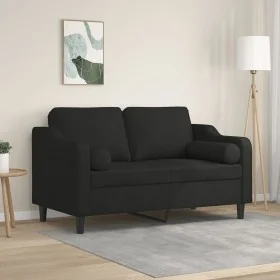 Sofá de 2 plazas con cojines tela negro 120 cm by , Sofas - Ref: Foro24-3200841, Price: 233,71 €, Discount: %