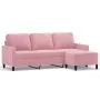 Sofá de 3 plazas con taburete de terciopelo rosa180 cm by , Sofas - Ref: Foro24-3201058, Price: 345,38 €, Discount: %