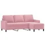 Sofá de 3 plazas con taburete de terciopelo rosa180 cm by , Sofas - Ref: Foro24-3201058, Price: 345,38 €, Discount: %