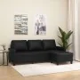 Sofá de 3 plazas con taburete cuero sintético negro 180 cm de , Sofás - Ref: Foro24-3201024, Precio: 294,47 €, Descuento: %