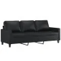 Sofá de 3 plazas con taburete cuero sintético negro 180 cm de , Sofás - Ref: Foro24-3201024, Precio: 294,47 €, Descuento: %