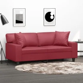 Sofá de 2 plazas con cojines cuero sintético rojo tinto 140 cm by , Sofas - Ref: Foro24-3200869, Price: 297,06 €, Discount: %