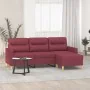 Sofá de 3 plazas con taburete de tela rojo tinto 180 cm de , Sofás - Ref: Foro24-3201079, Precio: 302,86 €, Descuento: %