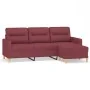 Sofá de 3 plazas con taburete de tela rojo tinto 180 cm de , Sofás - Ref: Foro24-3201079, Precio: 302,86 €, Descuento: %