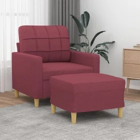 Sillón con taburete tela rojo tinto 60 cm by , Sofas - Ref: Foro24-3200999, Price: 181,71 €, Discount: %