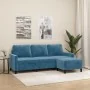 Sofá de 3 plazas con taburete de terciopelo azul 180 cm von , Sofas - Ref: Foro24-3201064, Preis: 368,63 €, Rabatt: %