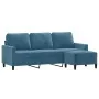 Sofá de 3 plazas con taburete de terciopelo azul 180 cm von , Sofas - Ref: Foro24-3201064, Preis: 368,63 €, Rabatt: %