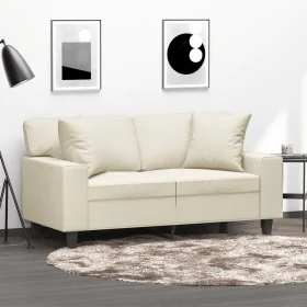 Sofá de 2 plazas con cojines cuero sintético color crema 120 cm by , Sofas - Ref: Foro24-3200862, Price: 237,11 €, Discount: %