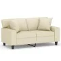 Sofá de 2 plazas con cojines cuero sintético color crema 120 cm by , Sofas - Ref: Foro24-3200862, Price: 237,11 €, Discount: %