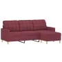 Sofá de 3 plazas con taburete de tela rojo tinto 180 cm von , Sofas - Ref: Foro24-3201007, Preis: 284,33 €, Rabatt: %