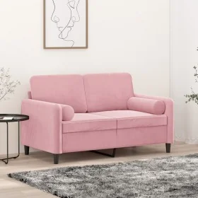 Sofá de 2 plazas con cojines terciopelo rosa 120 cm by , Sofas - Ref: Foro24-3200874, Price: 254,25 €, Discount: %