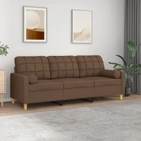 Sofá de 3 plazas con cojines tela marrón 180 cm by , Sofas - Ref: Foro24-3200793, Price: 275,71 €, Discount: %