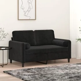 Sofá de 2 plazas con cojines terciopelo negro 120 cm by , Sofas - Ref: Foro24-3200876, Price: 235,42 €, Discount: %