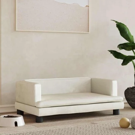 Cama para perros de terciopelo crema 80x45x30 cm de , Camas para perros - Ref: Foro24-171900, Precio: 68,22 €, Descuento: %
