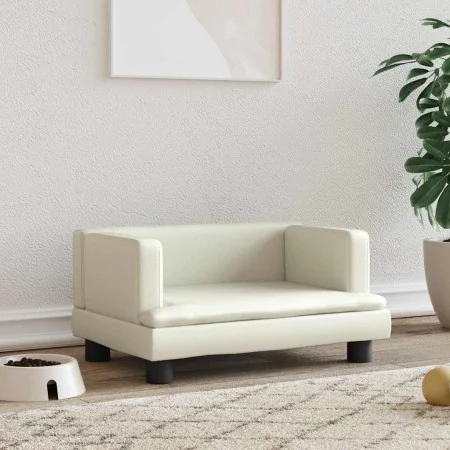 Cama para perros de cuero sintético crema 60x40x30 cm de , Camas para perros - Ref: Foro24-171914, Precio: 68,18 €, Descuento: %