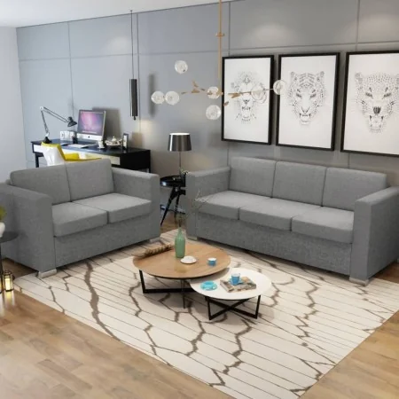Conjunto de sofás 2 unidades tela gris claro by , Sofas - Ref: Foro24-274212, Price: 743,21 €, Discount: %