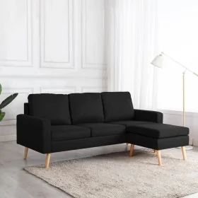 Sofá de 3 plazas con reposapiés de tela negro by , Sofas - Ref: Foro24-288732, Price: 444,25 €, Discount: %