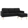 Sofá de 3 plazas con reposapiés de tela negro by , Sofas - Ref: Foro24-288732, Price: 444,25 €, Discount: %