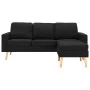 Sofá de 3 plazas con reposapiés de tela negro by , Sofas - Ref: Foro24-288732, Price: 444,25 €, Discount: %